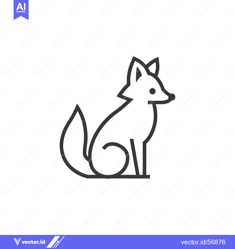 Premium Vector dari Line Drawing of a Sitting Fox