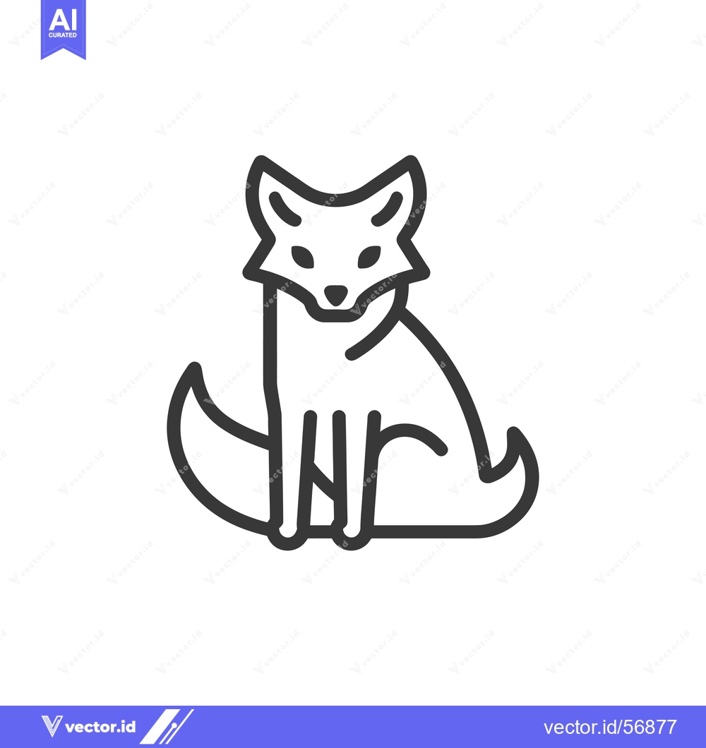 Premium Vector dari Line Drawing of a Sitting Fox with a Curled Tail
