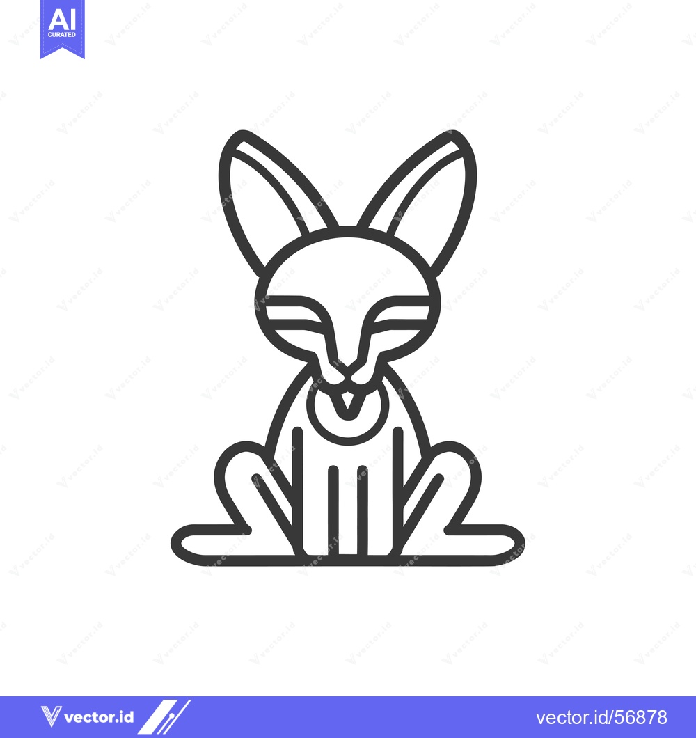 Premium Vector of Line drawing of a sitting fox with big ears