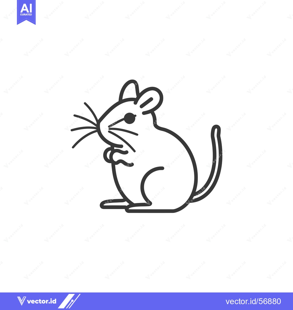 Premium Vector dari Line drawing of a sitting gerbil with a long tail