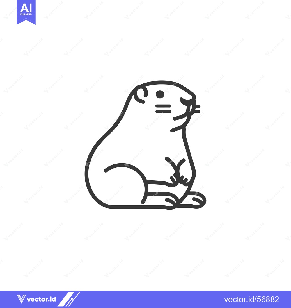 Premium Vector dari Line Drawing of a Sitting Groundhog