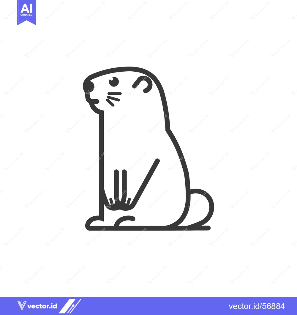 Premium Vector dari Line Drawing of a Sitting Groundhog