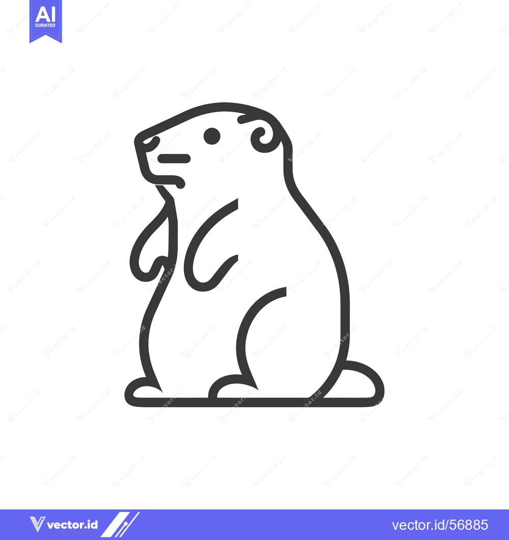Premium Vector of Line Drawing of a Sitting Groundhog