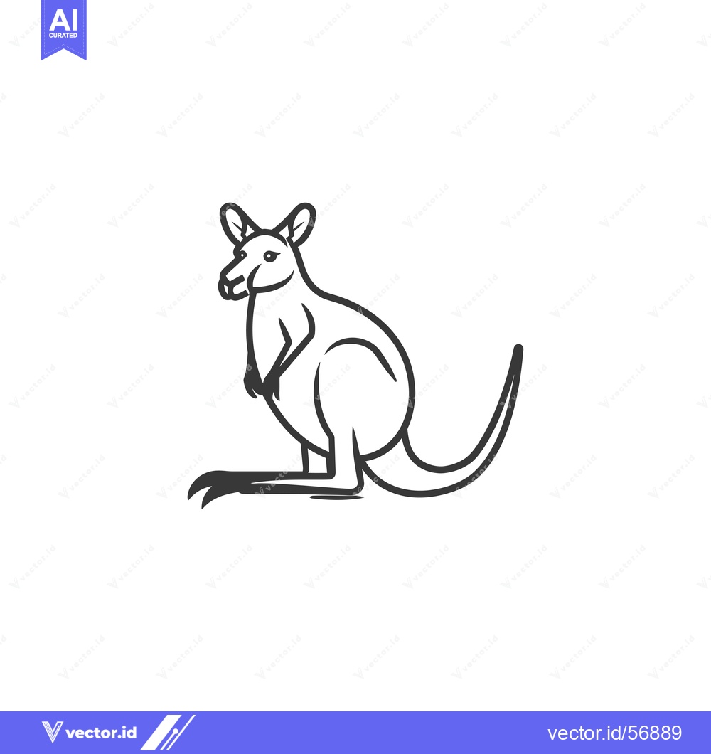 Premium Vector of Line Drawing of a Sitting Kangaroo