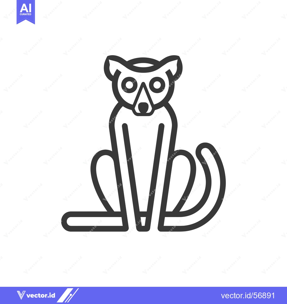 Premium Vector dari Line drawing of a sitting lemur