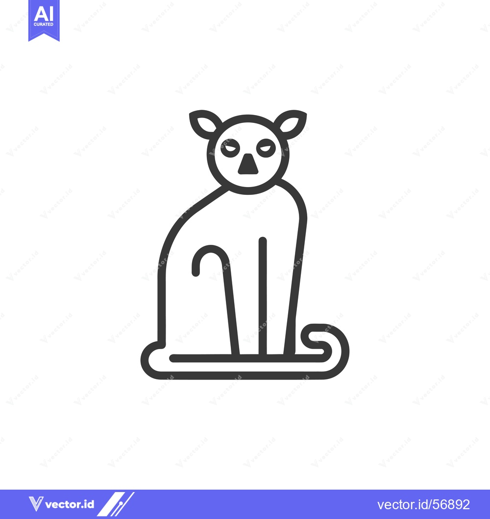 Premium Vector dari Line Drawing of a Sitting Lemur with Big Eyes