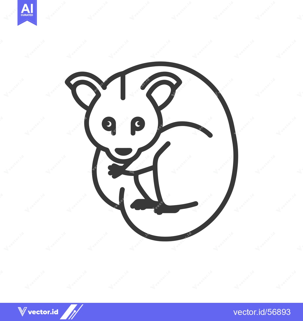 Premium Vector of Line Drawing of a Sitting Lemur with Large Eyes