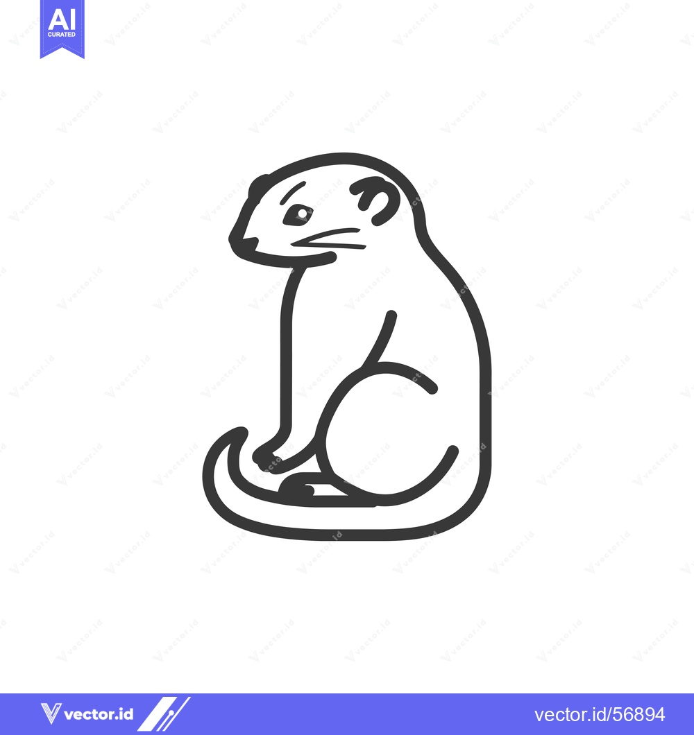 Premium Vector dari Line Drawing of a Sitting Meerkat