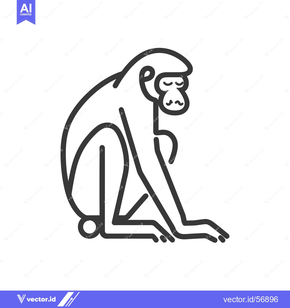 Premium Vector dari Line Drawing of a Sitting Monkey with Closed Eyes