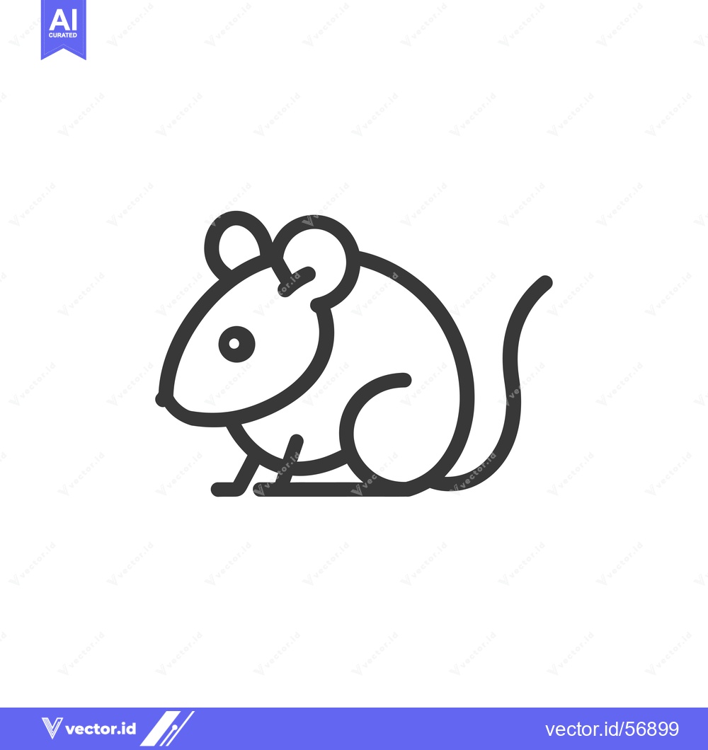 Premium Vector dari Line Drawing of a Sitting Mouse with a Curved Tail