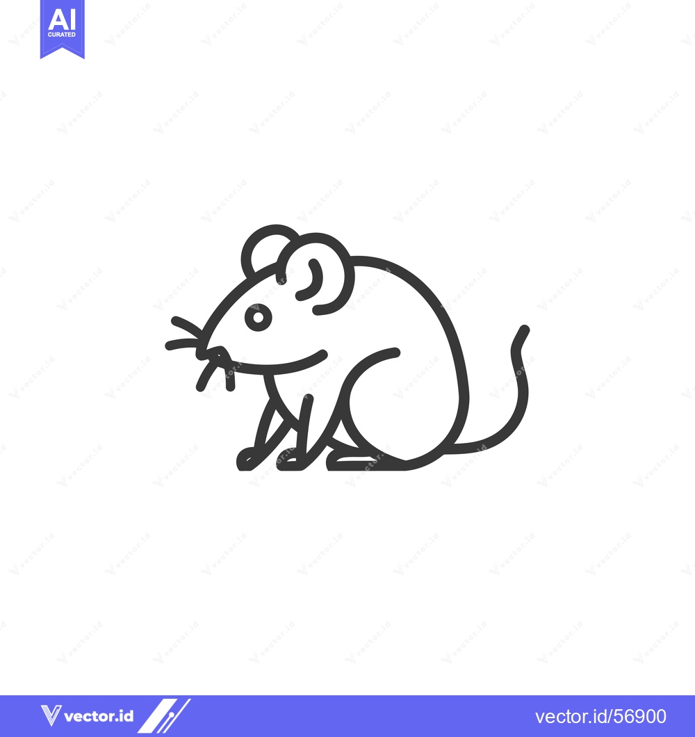 Premium Vector of Line Drawing of a Sitting Mouse with a Long Tail