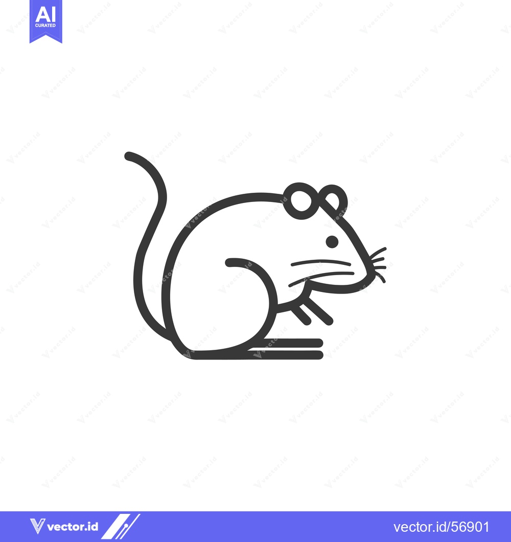 Premium Vector of Line Drawing of a Sitting Mouse with Big Ears and Whiskers