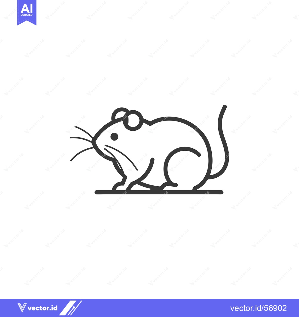 Premium Vector dari Line Drawing of a Sitting Mouse with Large Ears