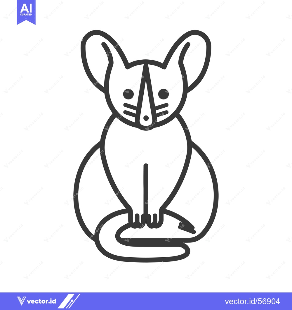 Premium Vector dari Line Drawing of a Sitting Opossum with Large Ears