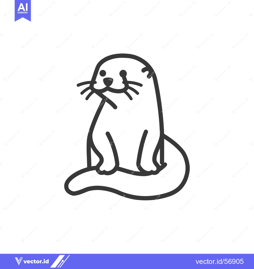 Premium Vector dari Line Drawing of a Sitting Otter
