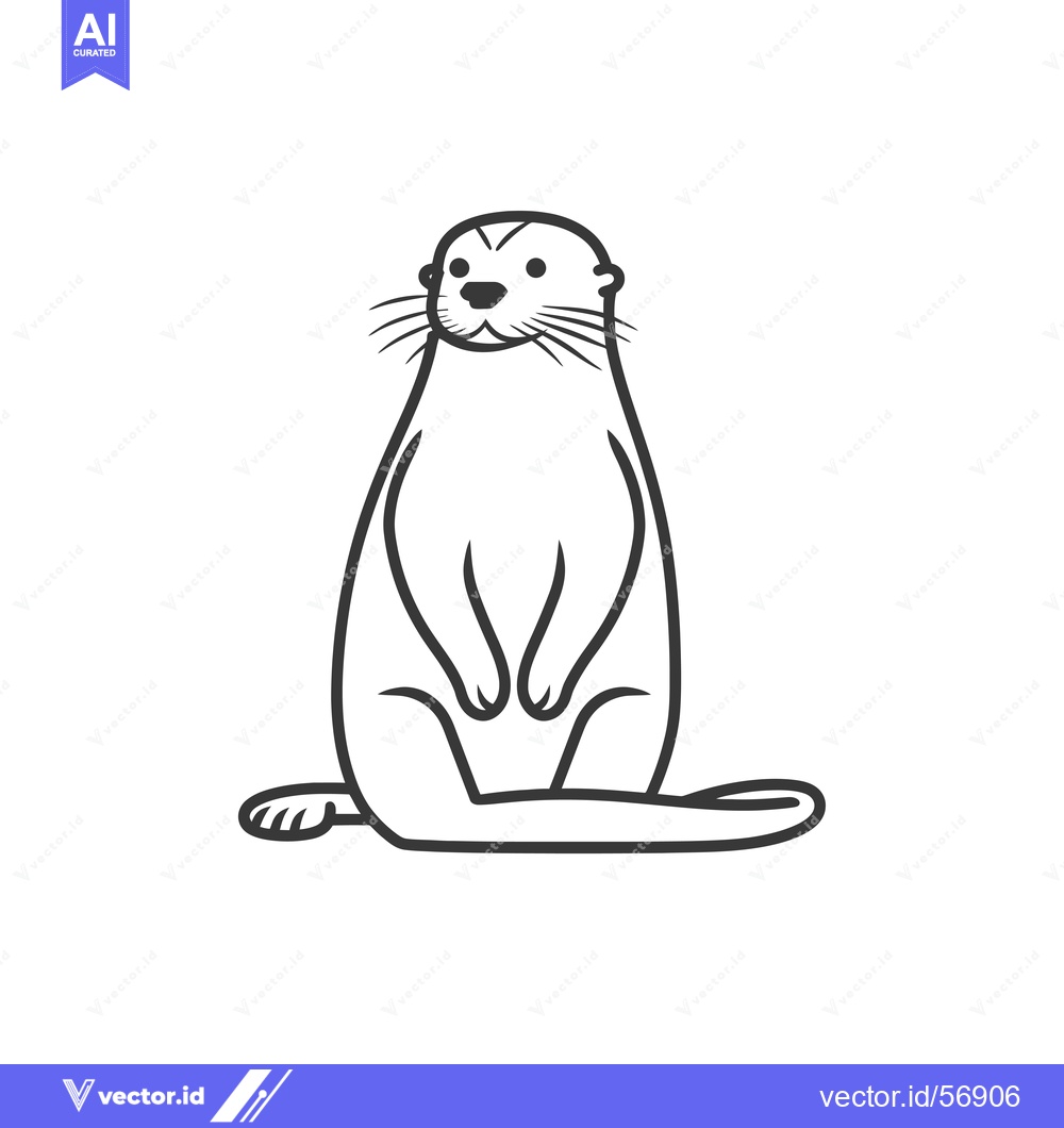 Premium Vector of Line Drawing of a Sitting Otter