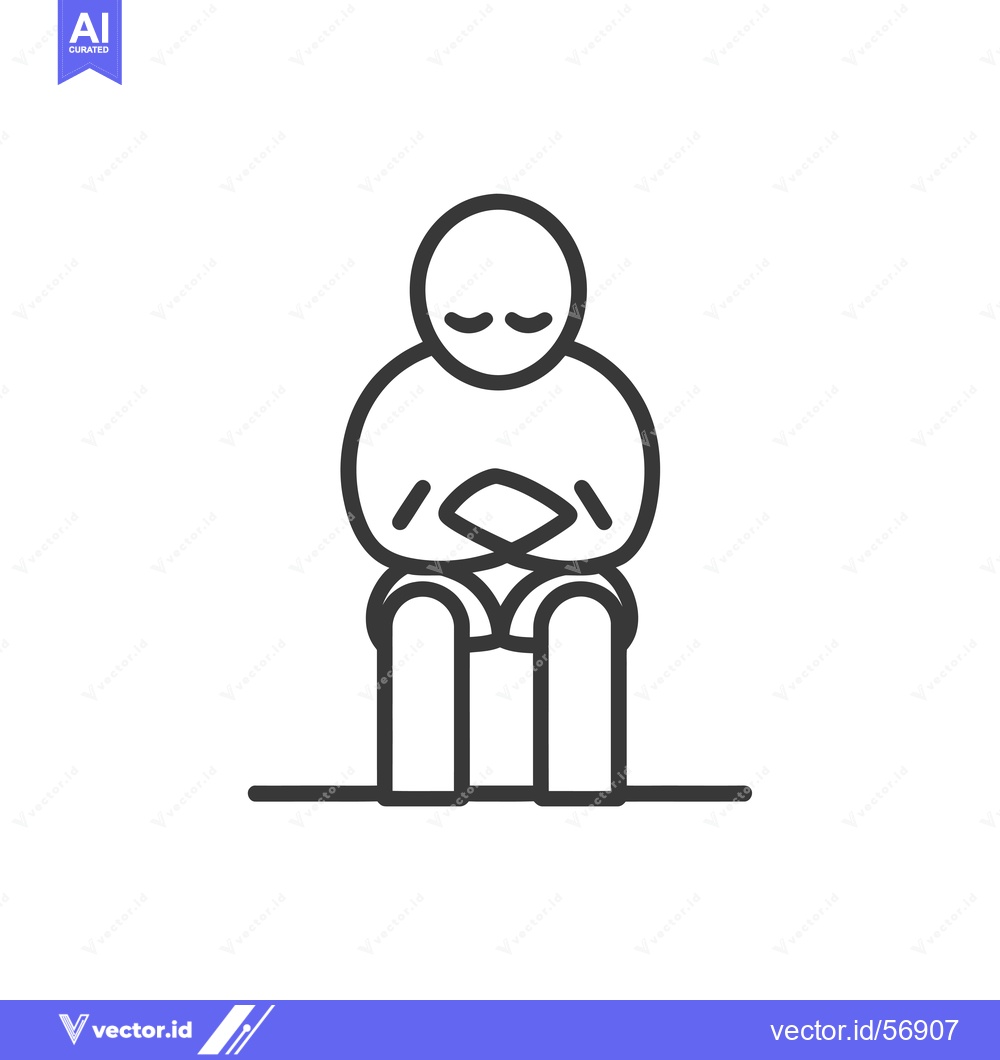 Premium Vector of Line Drawing of a Sitting Person with Their Hands Clasped