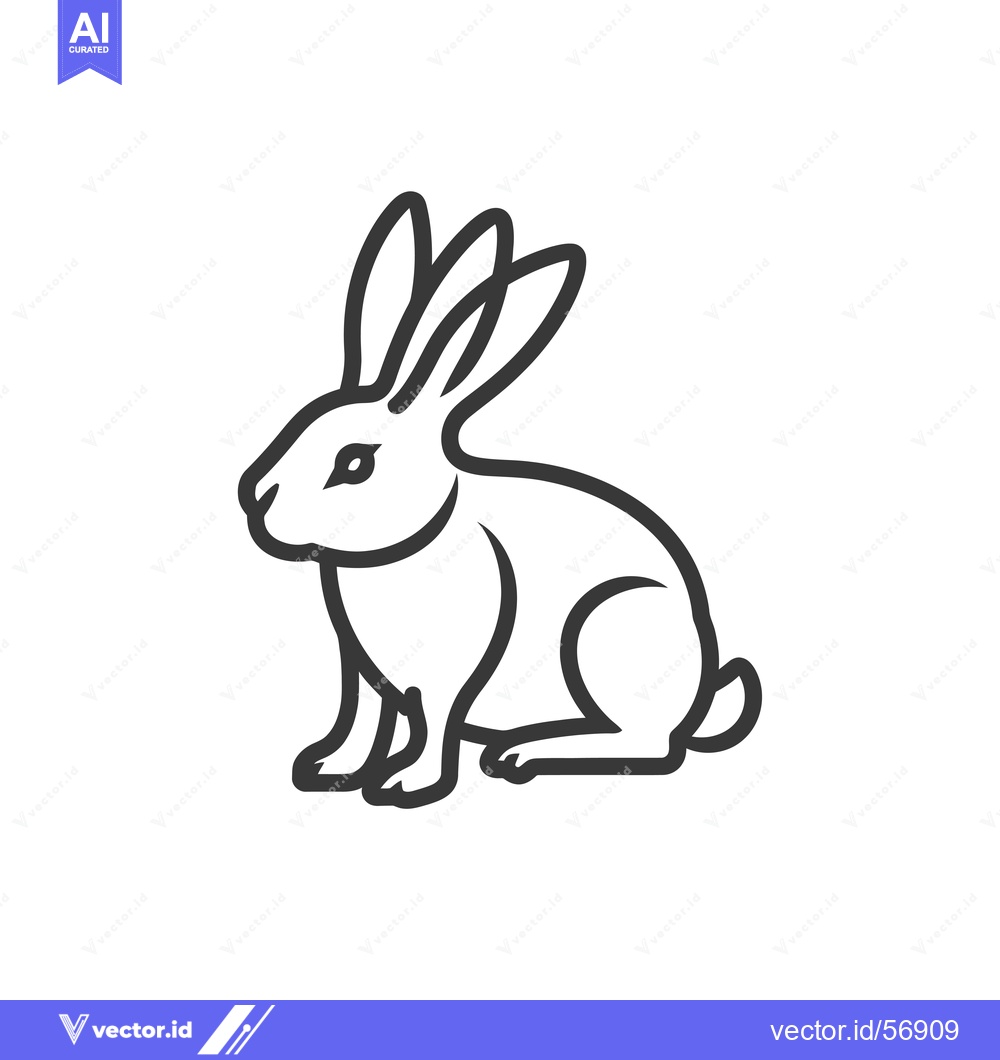 Premium Vector dari Line drawing of a sitting rabbit