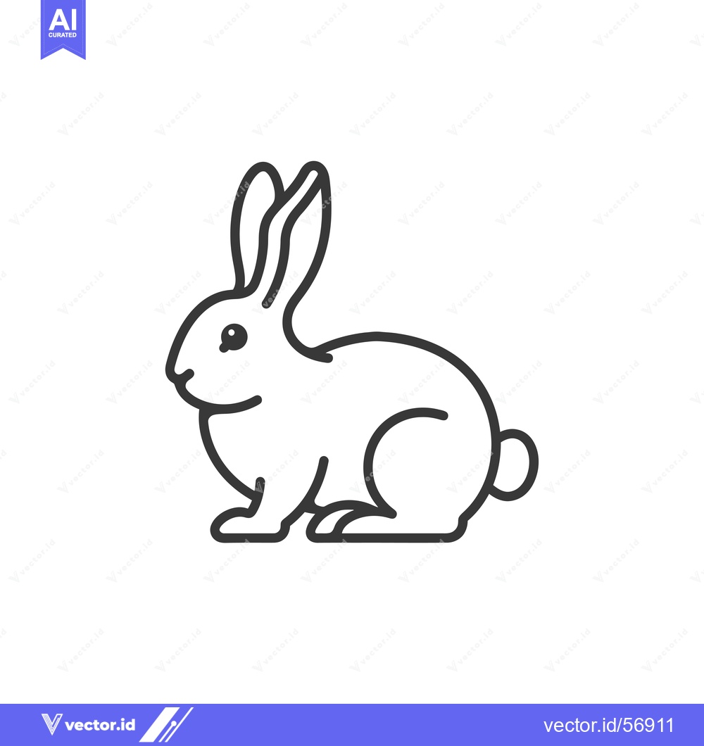 Premium Vector dari Line Drawing of a Sitting Rabbit