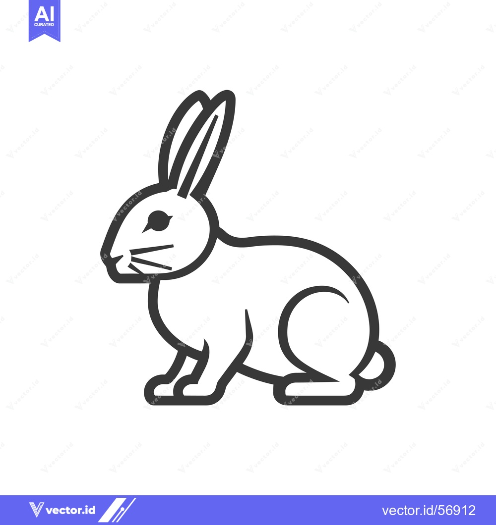 Premium Vector dari Line Drawing of a Sitting Rabbit