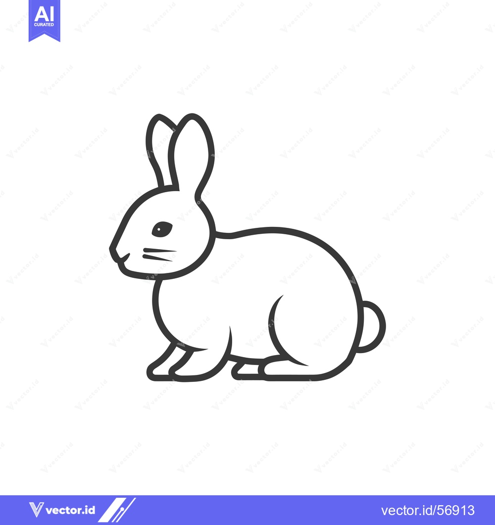 Premium Vector dari Line Drawing of a Sitting Rabbit