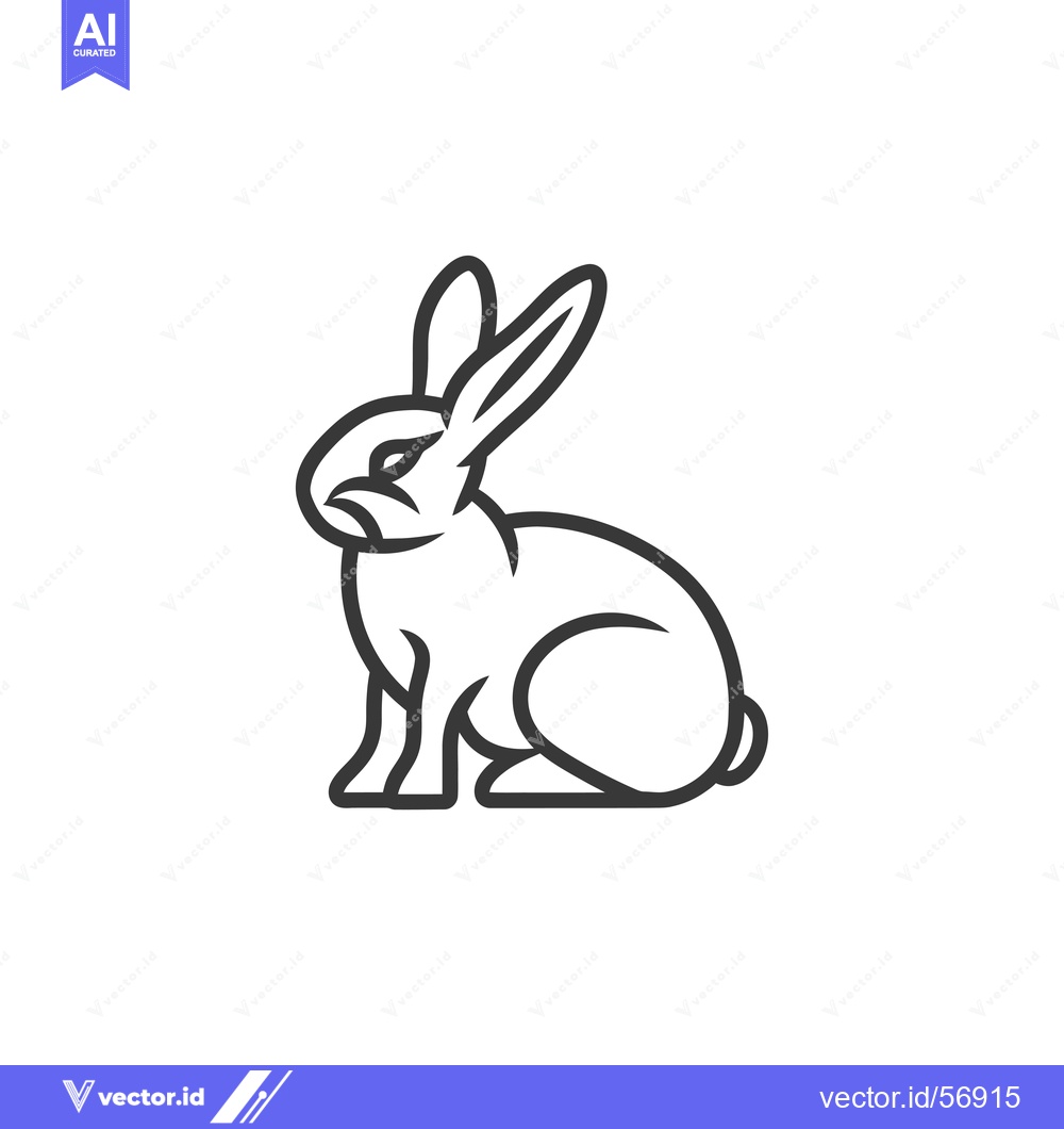 Premium Vector dari Line Drawing of a Sitting Rabbit with Long Ears