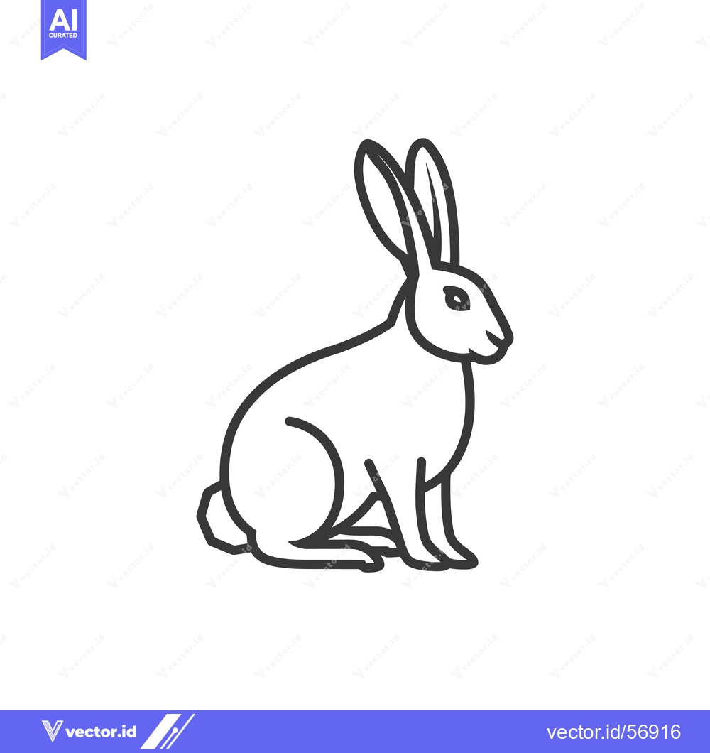 Premium Vector dari Line drawing of a sitting rabbit with long ears