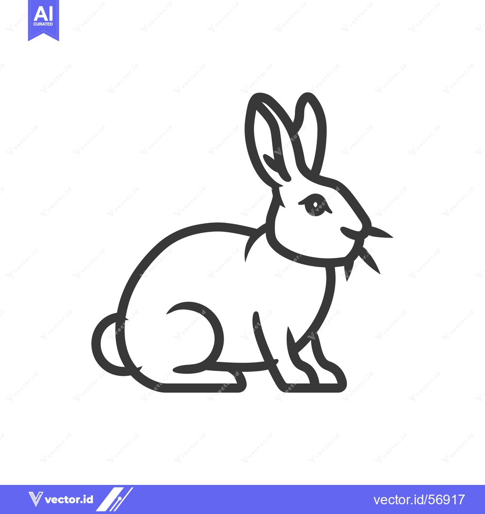 Premium Vector dari Line Drawing of a Sitting Rabbit with Long Ears