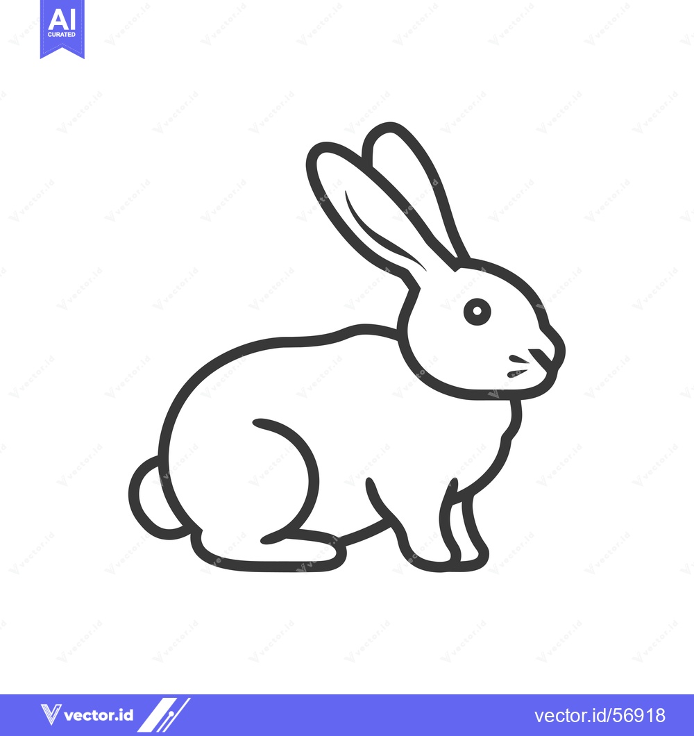 Premium Vector dari Line Drawing of a Sitting Rabbit with Long Ears