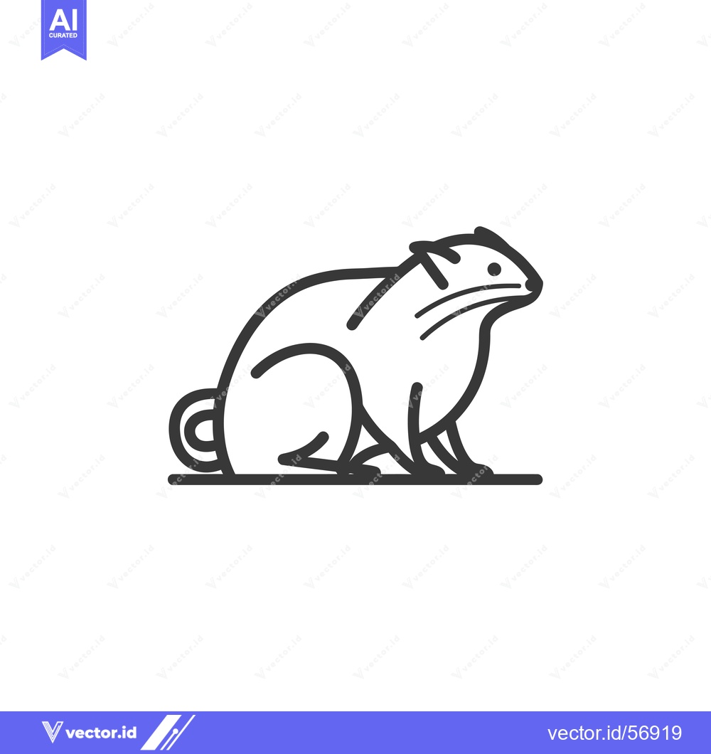 Premium Vector of Line drawing of a sitting rodent with a long tail