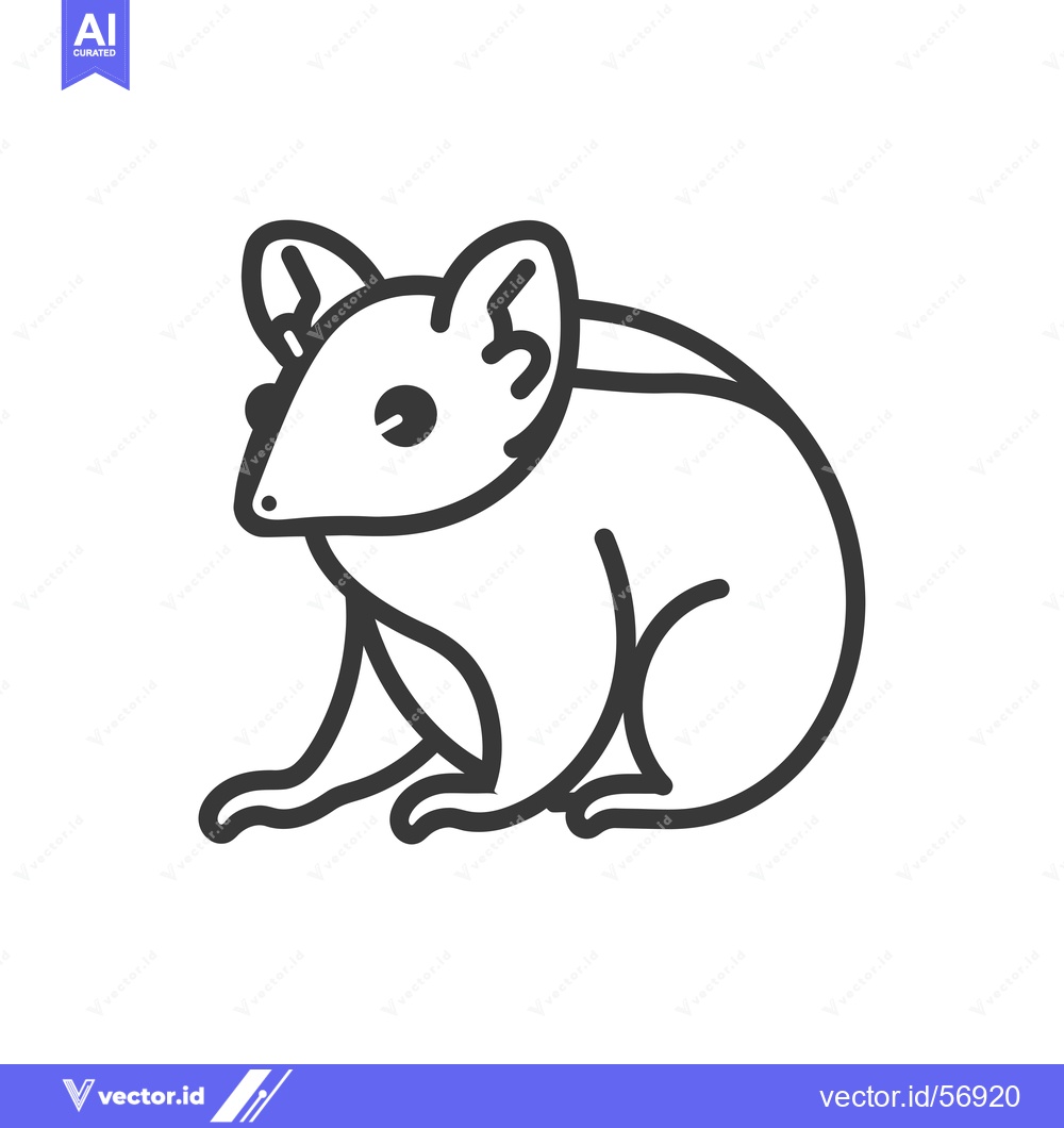 Premium Vector of Line Drawing of a Sitting Small Animal with Large Ears