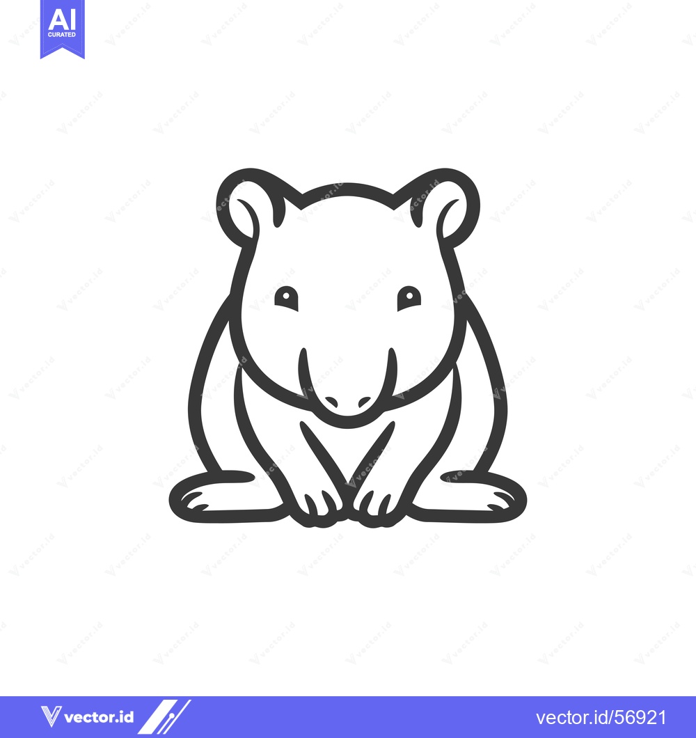 Premium Vector dari Line Drawing of a Sitting Tapir