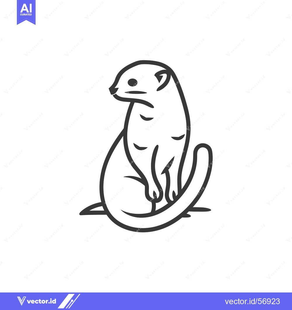 Premium Vector of Line Drawing of a Sitting Weasel or Ferret