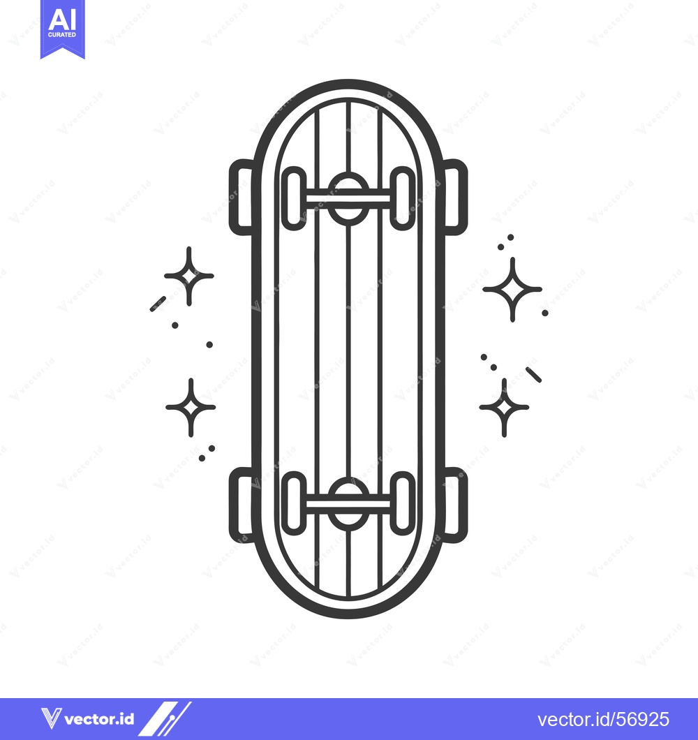 Premium Vector dari Line Drawing of a Skateboard with Shining Stars