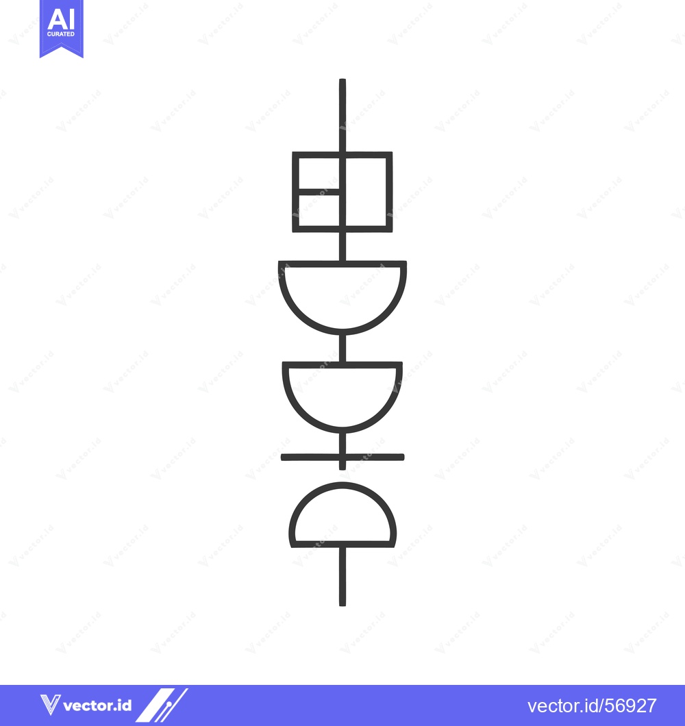 Premium Vector dari Line Drawing of a Skewer with Four Items