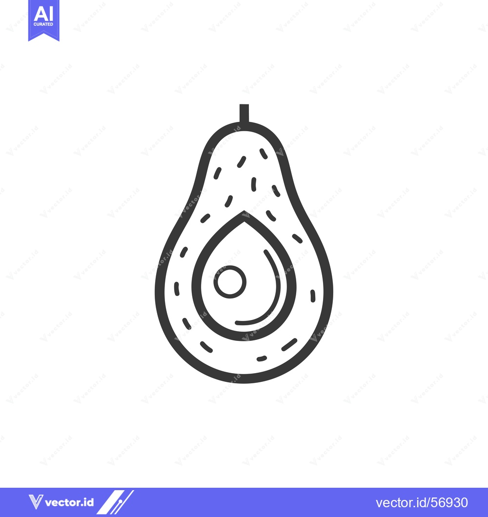 Premium Vector dari Line Drawing of a Sliced Avocado