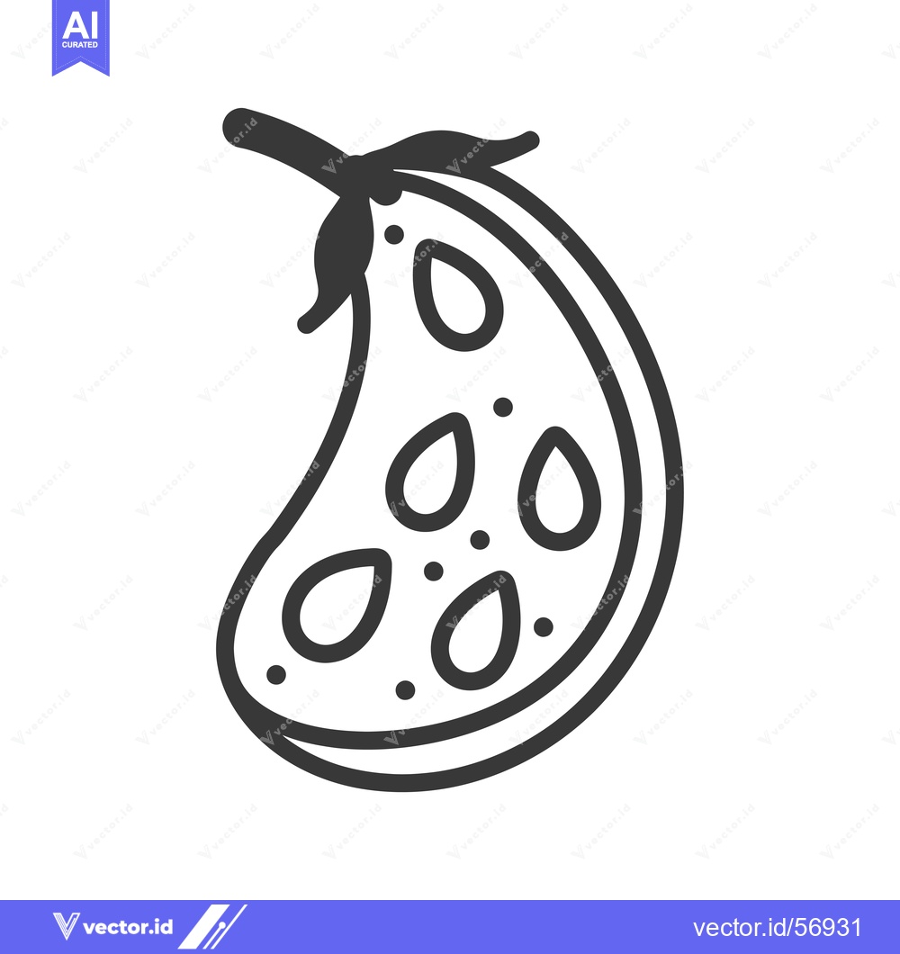 Premium Vector of Line Drawing of a Sliced Eggplant with Seeds