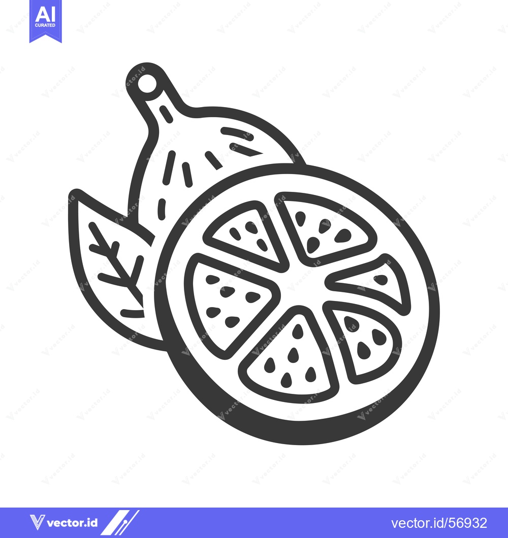 Premium Vector of Line Drawing of a Sliced Fig with a Leaf