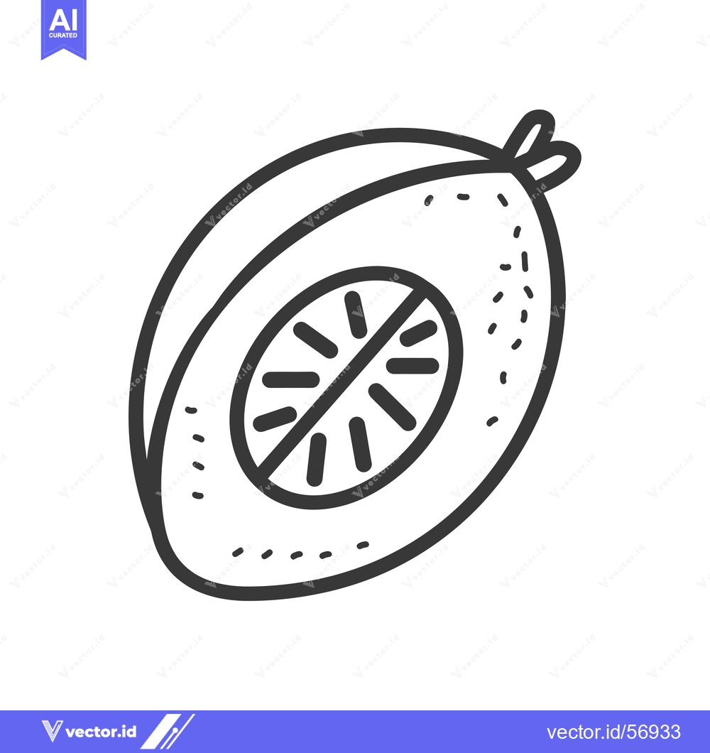 Premium Vector of Line Drawing of a Sliced Kiwi with a Seed Removed