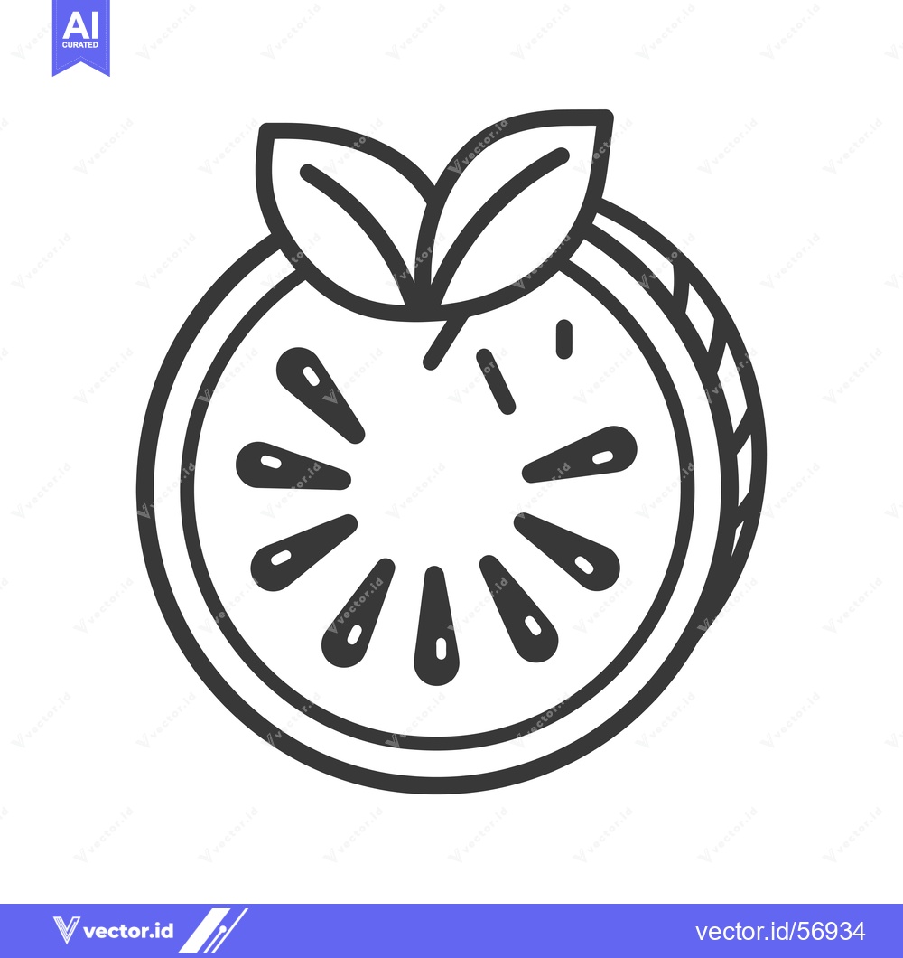 Premium Vector dari Line Drawing of a Sliced Kiwi with Leaves