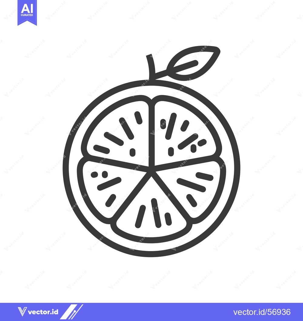 Premium Vector dari Line Drawing of a Sliced Orange with a Leaf