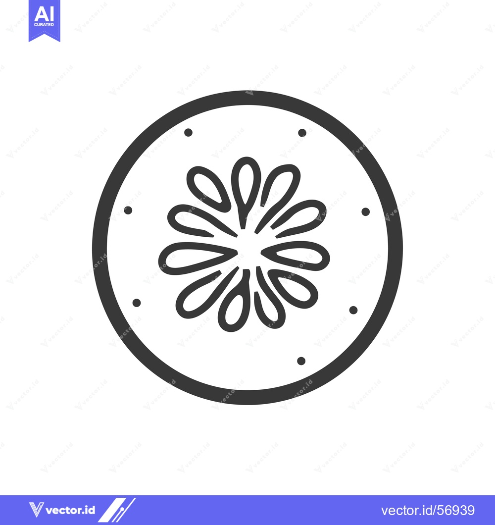 Premium Vector dari Line drawing of a slice of kiwi fruit
