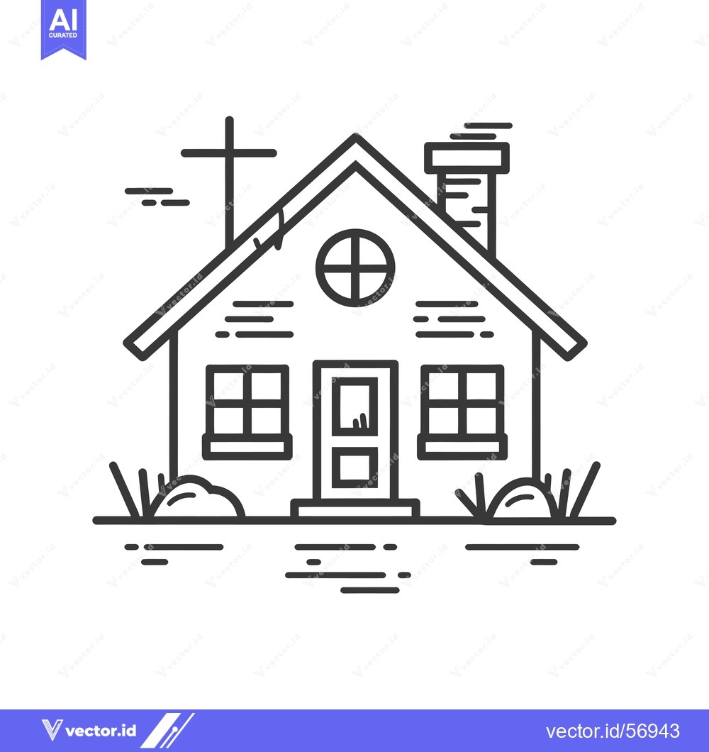 Premium Vector of Line Drawing of a Small House with a Chimney