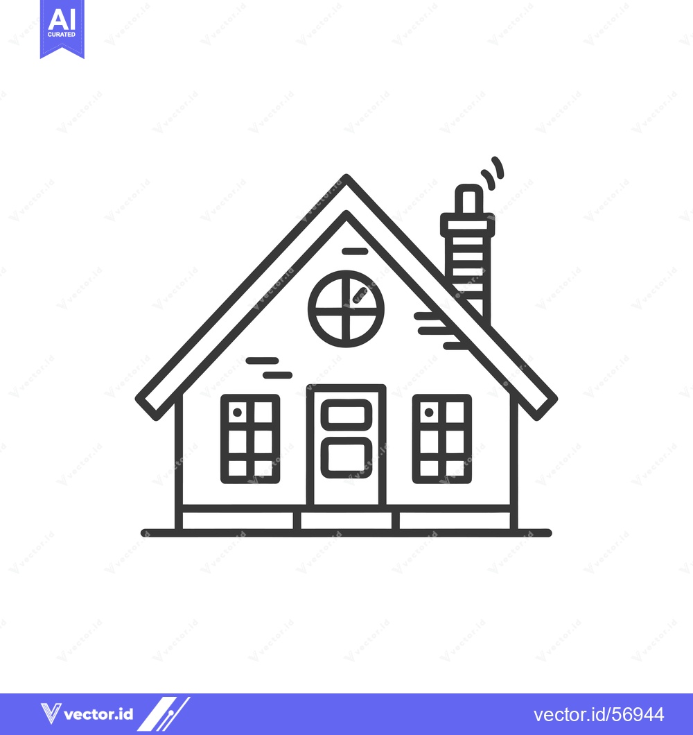 Premium Vector of Line Drawing of a Small House with a Chimney