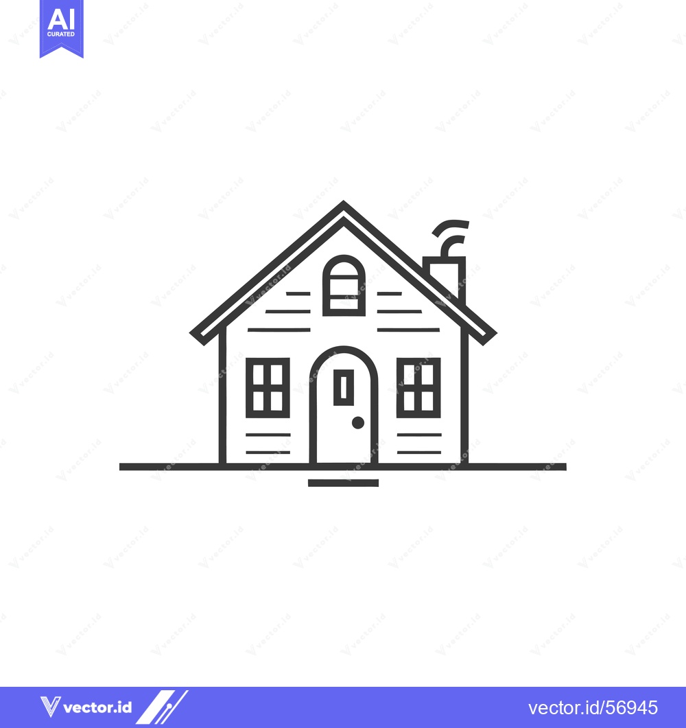 Premium Vector dari Line Drawing of a Small House with a Chimney and a Door