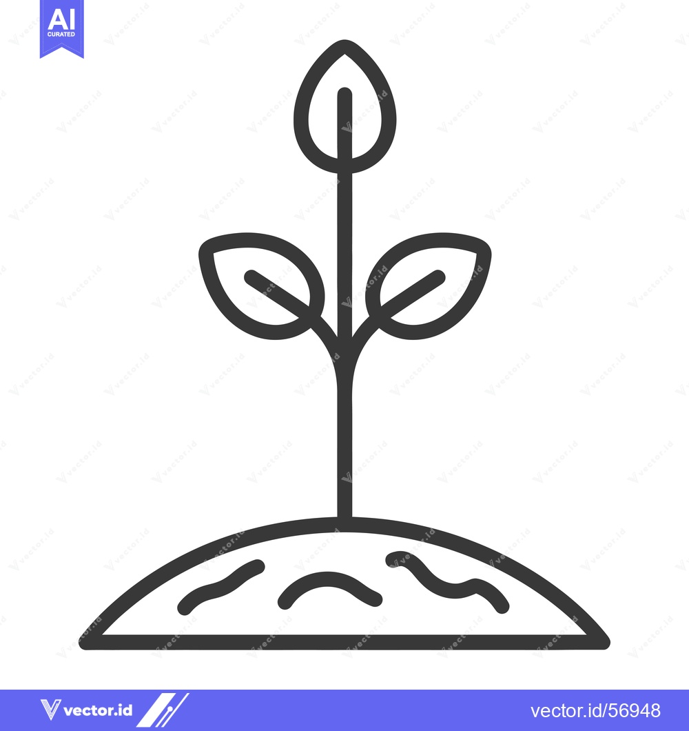 Premium Vector dari Line Drawing of a Small Plant Growing from the Ground