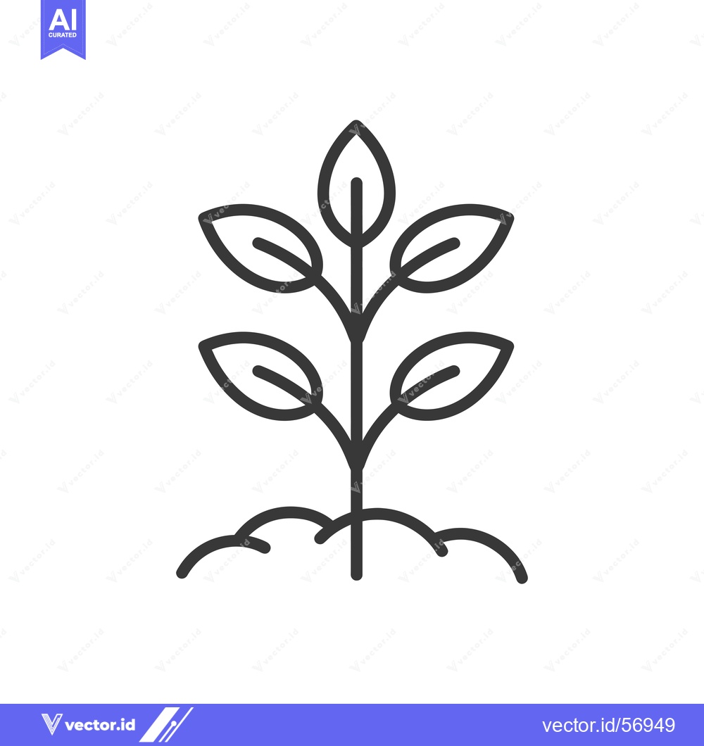 Premium Vector dari Line Drawing of a Small Plant with Four Leaves