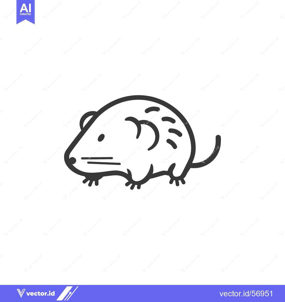 Premium Vector dari Line drawing of a small, round, furry animal with a long tail
