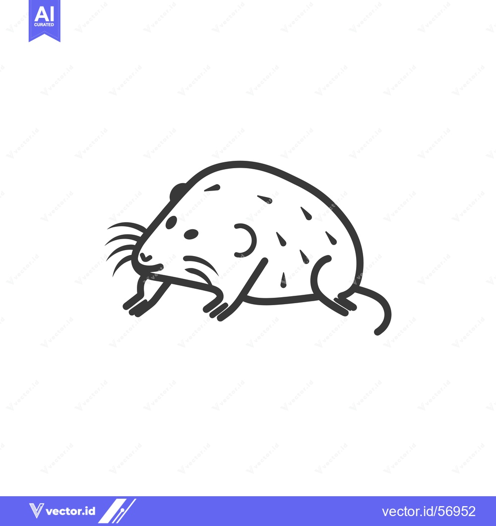 Premium Vector dari Line Drawing of a Small, Round, Furry Animal with a Long Tail