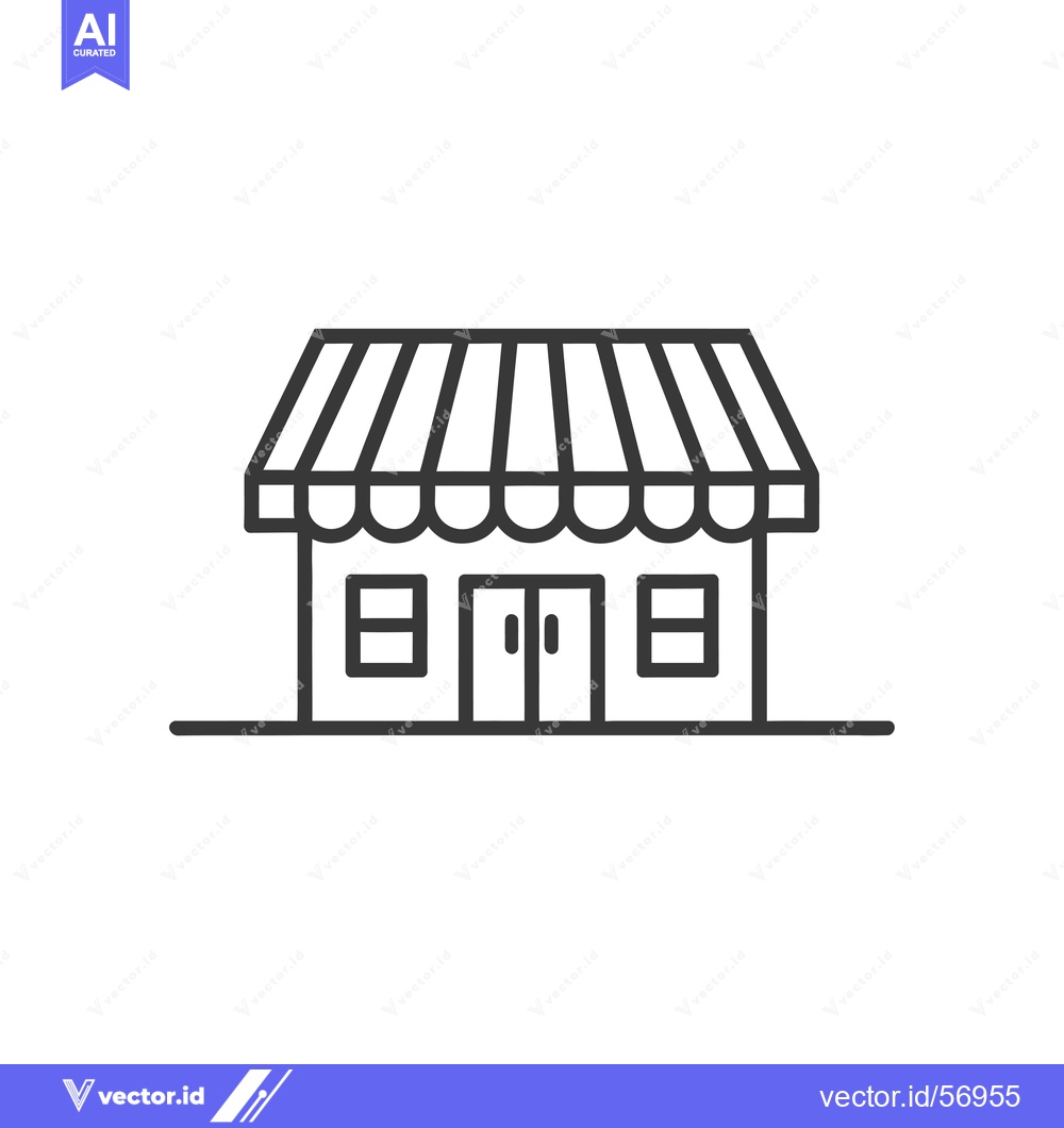Premium Vector of Line Drawing of a Small Shop with an Awning